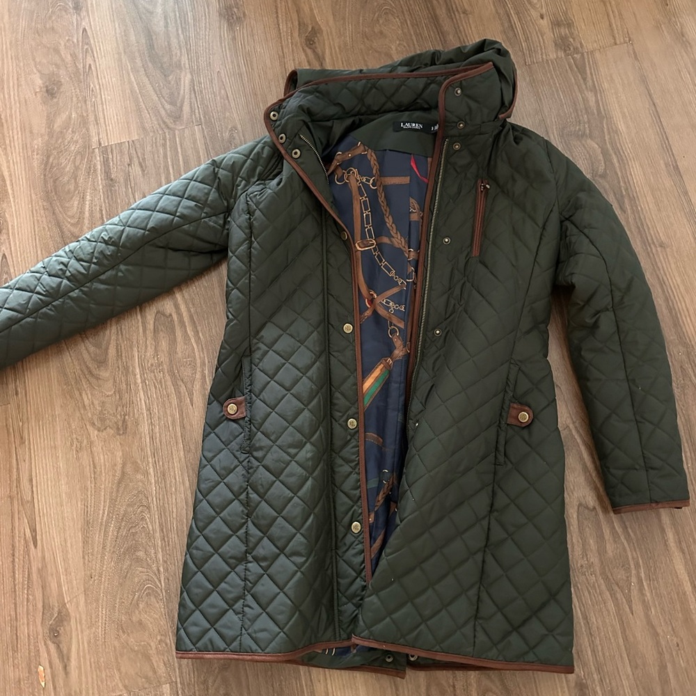 Lauren Ralph Lauren Dark Green Quilted Puffer Coat